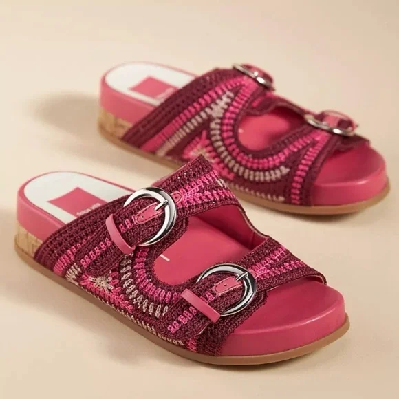 Dolce Vita Ralli Pink Knit Woven Boho Sandals- Size 8 - Picture 1 of 8